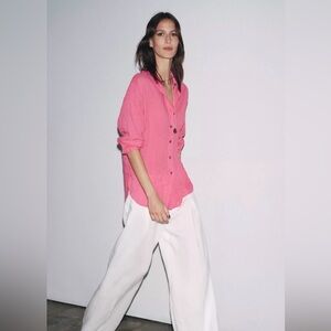 ZARA WRINKLED BUTTON SHIRT LONG SLEEVES SIZE L